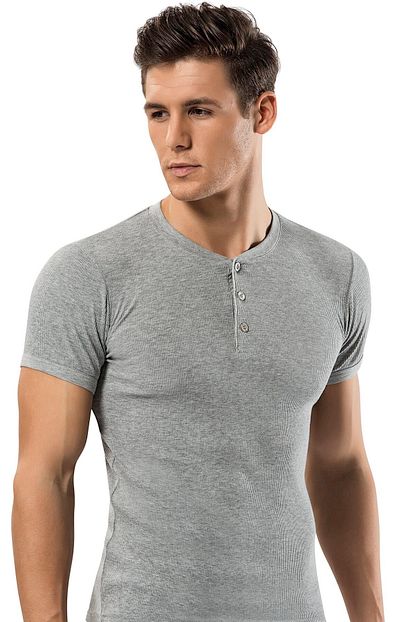 Erdem Erkek Gri 3 Lu Paket 1125 Fitilli Dugmeli Karisik Renk T Shirt Fanila Trendyol