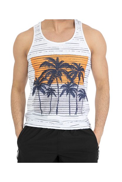 Miami Beach Dijital Baskili Erkek Askili Tisort Atlet T101 Trendyol