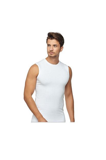 Fsm1453 Erkek Beyaz Likrali Kolsuz T Shirt Trendyol