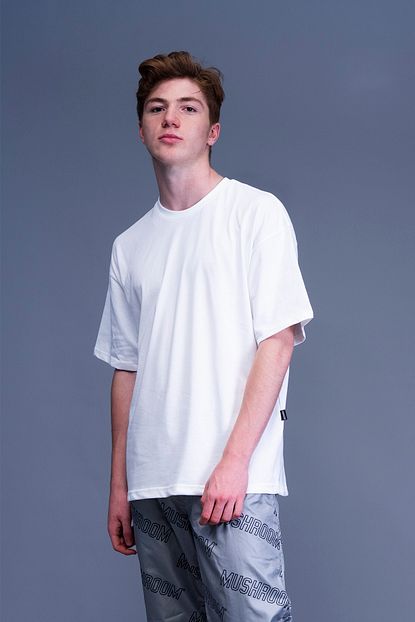 Mushroom Apparel Erkek Beyaz Basic Oversize T Shirt Trendyol