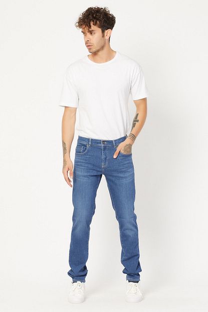 Alleben Erkek Mavi Klasik Normal Bel Kot Pantolon Trendyol