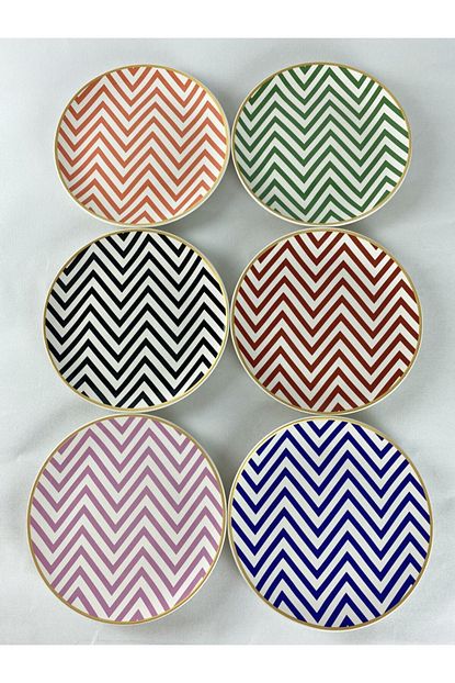 Ulger Seramik Zigzag Renkli 6 Li Pasta Tabagi 19cm Trendyol