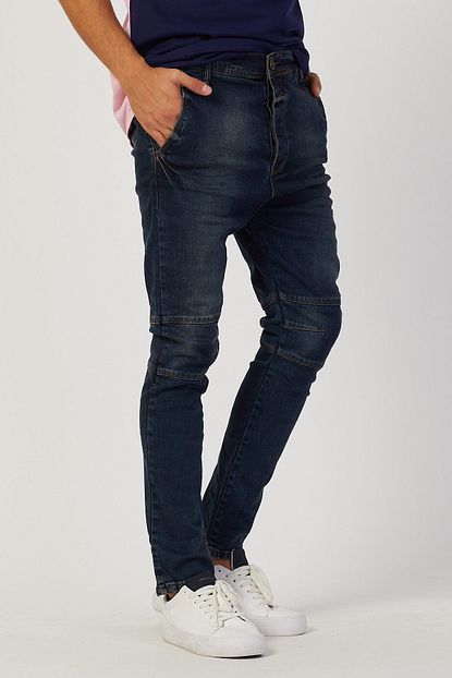 Serseri Slim Fit Indigo Yikamali Biker Denim Erkek Jean Pantolon Trendyol