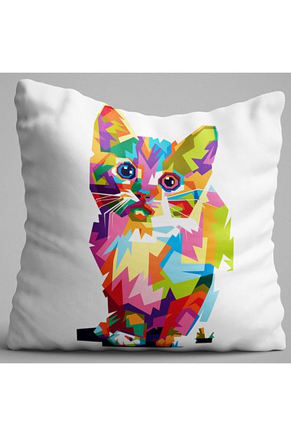 Cango Home Kedi Desenli Ozel Tasarim Yastik Kirlent Kilifi 613 Cift Tarafi Baskili Trendyol