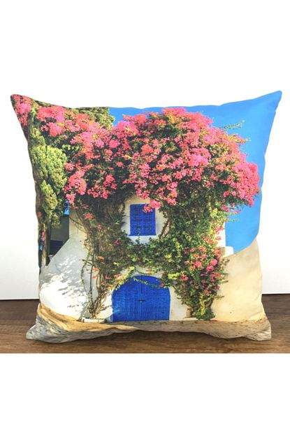 Cango Home Pembe Cicekli Bodrum Evi Yastik Kirlent Kilifi Cift Tarafi Baskili Trendyol