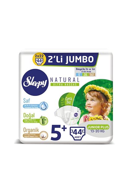 sleepy natural bebek bezi 5 beden junior plus 2 li jumbo 44 adet fiyati yorumlari trendyol