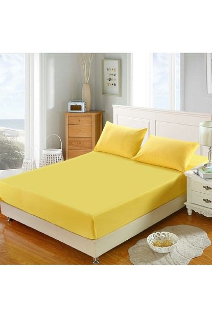 Hera Ataca Battal Boy 200x220 Cm Lastikli Fitted Pamuk Yatak Carsafi Yellow Sari Trendyol