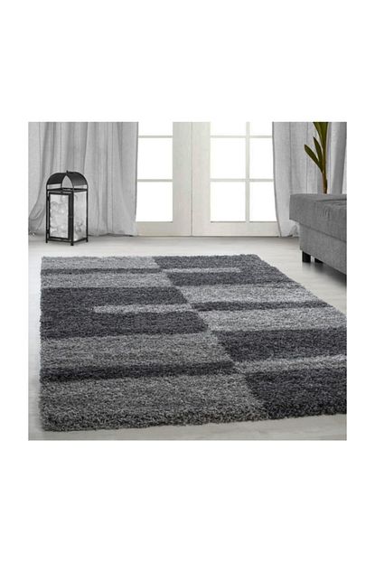 Ayyildiz Desenli Shaggy Hali Kareli Ve Cizgili Motif 3 Cm Hav Yuksekligi Gri Renkli 160x230 Cm Trendyol