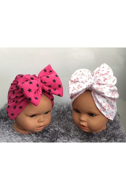 Bandana Kiz Cocuk 0 6 Ay Desenli 2 Adet Fiyonklu Bebek Bone Bebek Trendyol