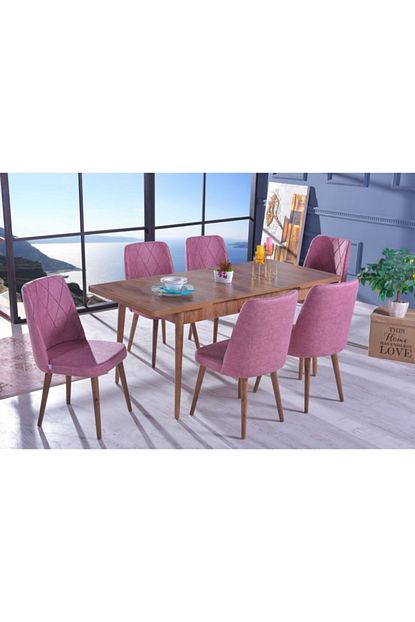 Stoker Armoni Yemek Masa Takimi 6 Sandalyeli Pembe Trendyol
