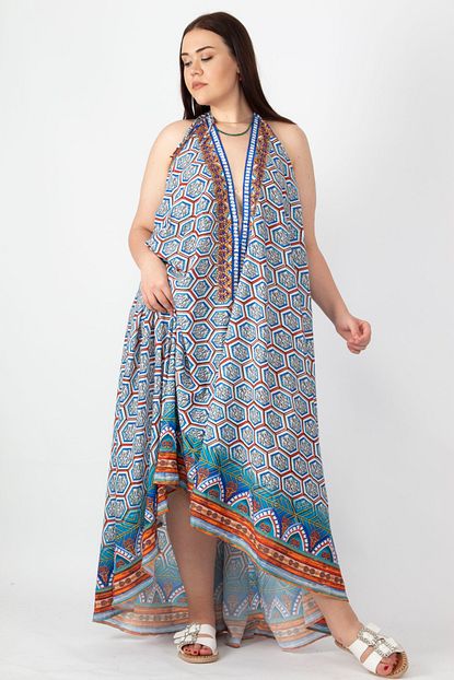 Sans Kadin Renkli Renkli Pareo Elbise 65n16893 Trendyol