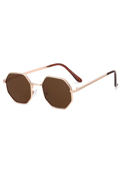 Almera Unisex Uv 400 Vintage Kadin Altigen Gunes Gozlugu Kahve Rengi Cam Trendyol