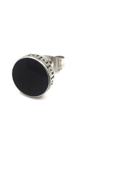 Chavin Greek Motifli Gri Celik Ve Siyah Mine Erkek Kupe Dy97by Trendyol