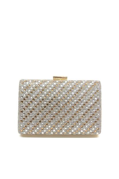 Womenacs Kadin Altin Renk Tasli Islemeli Uzun Askili Abiye Portfoy Clutch Canta Trendyol