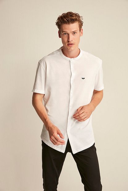 Grimelange Kai Erkek Beyaz Hakim Yaka Slim Fit Gomlek Trendyol