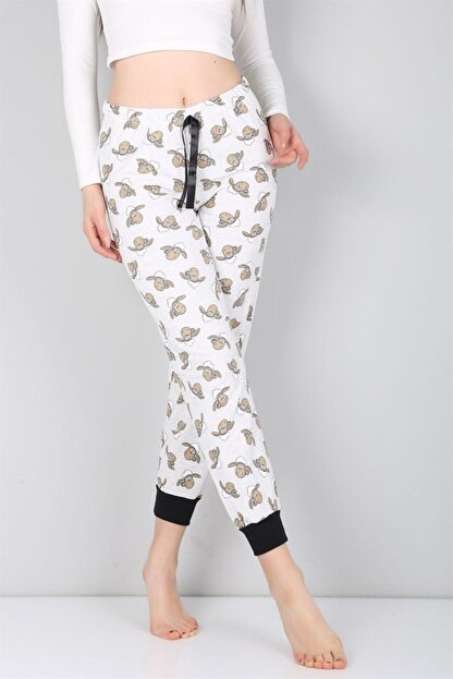Trend Giysen Ici Sardonlu Dar Paca Desenli Bayan Pijama Alti Trendyol