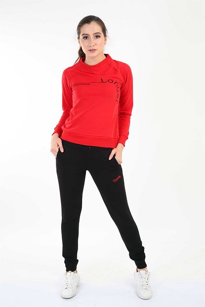 Longer Kirmizi Sportif Bayan Esofman Takimi Trendyol