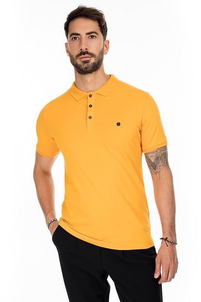 Buratti Erkek Hardal Sarisi Dugmeli Polo Yaka Standart Fit Pamuklu T Shirt 0438101 Trendyol