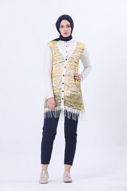 Pardesu Dunyasi Kadin Ekru Desenli Dugmeli Tesettur Hirka 1689 Fiyati Yorumlari Trendyol