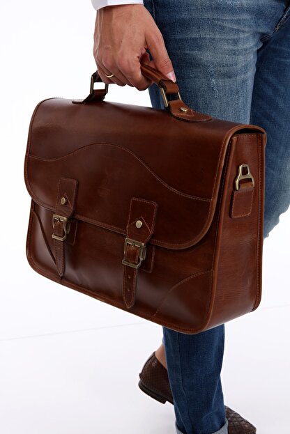 Blacksea Leather Erkek Kahverengi Hakiki Deri Erkek Evrak Laptop Cantasi Trendyol