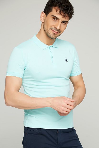 Alcadde Erkek Bebe Mavisi Polo Yaka Dar Kesim T Shirt Trendyol