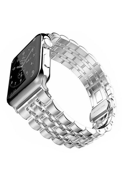 Nezih Case Apple Watch 2 3 4 5 6 Serisi 44 Mm Metal Baklali Saat Kordonu Gumus Trendyol