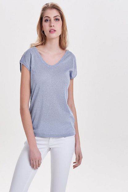 Only Bayan Sim Detayli Bluz Mavi Renk Tisort 15136069 Trendyol