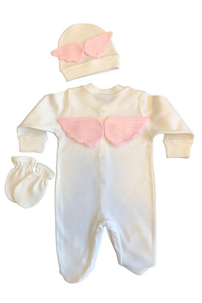 Angelbutik Kiz Bebek Pembe Melek Kanatli Tulum Trendyol