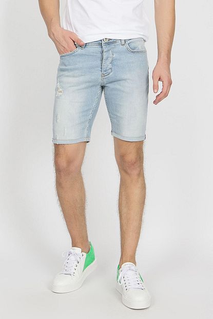 Shoppingdimoda Erkek Acik Mavi Kot Kapri Super Skinny Denim Kapri 34755 Trendyol