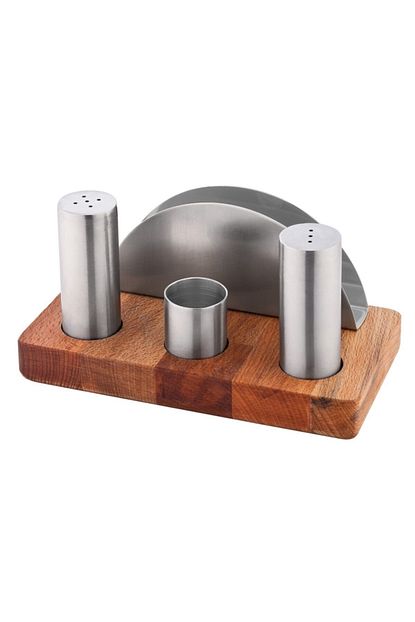 Yigitsan No 4 Tuzluk Set Ahsap Dizayn Metal Tuzluk Pecetelik Seti 1028120 Trendyol