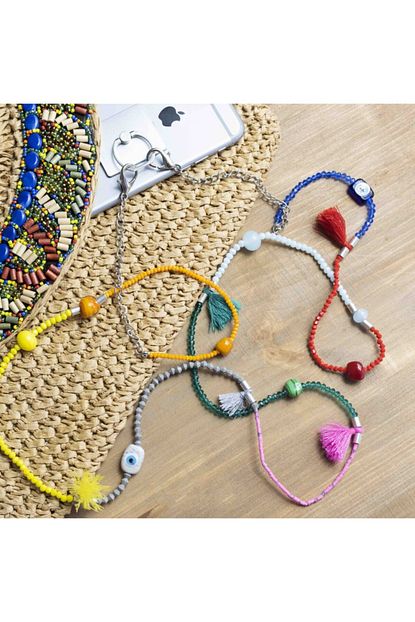 Chain Art Kristal Tasli Cam Nazar Boncuklu El Yapimi Capraz Kullanima Uygun Cep Telefonu Askisi Trendyol