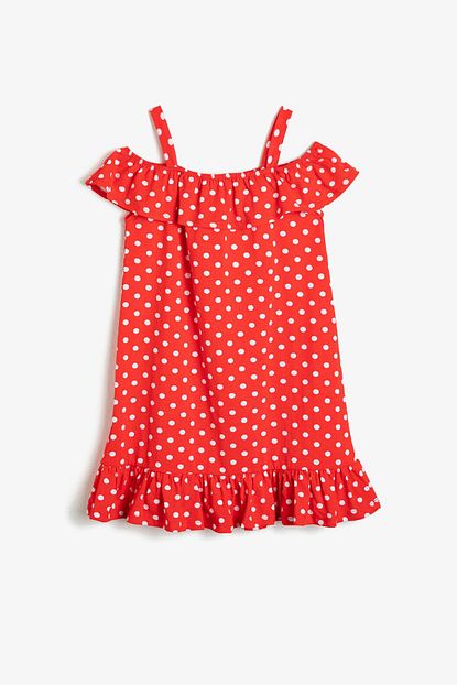 Koton Kids Kirmizi Puantiyeli Elbise Trendyol