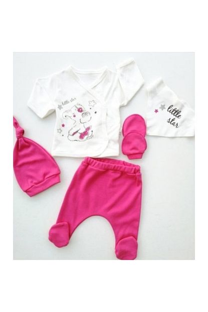 Mini Zeyn Kiz Bebek Fusya Sempatik Fil 5 Li Pamuklu Hastane Cikisi 5496 Trendyol