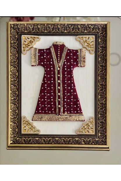 boyutlu motif islemeli bordo gold renk
