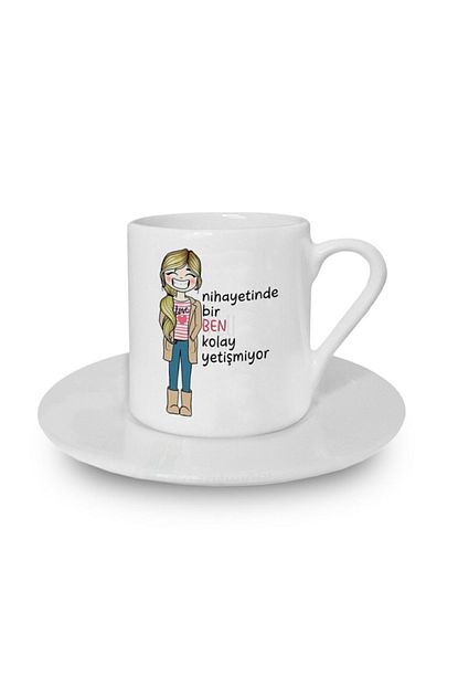 Flu Bir Ben Kolay Yetismiyor Karikatur Kiz Turk Kahvesi Fincani Trendyol