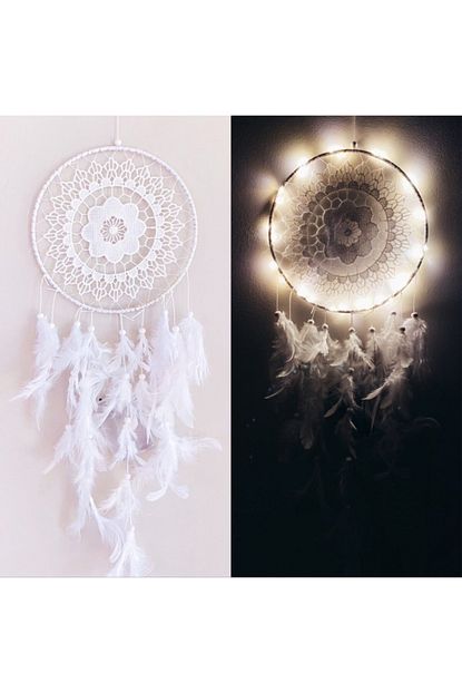 Cilgin Isikli Dantel Desenli Beyaz El Yapimi Dus Kapani Dream Catcher Trendyol