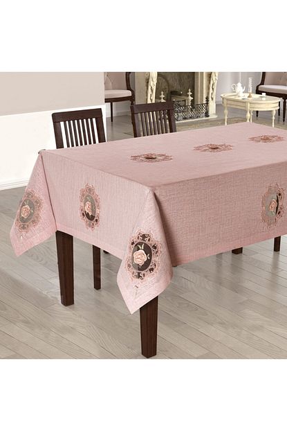 Selin Kutulu Luks Linen Keten Gupurlu Masa Ortusu Ayla Pudra Renk Trendyol