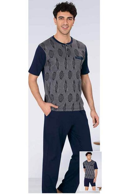 Pierre Cardin Pijama Erkek Lacivert 5414 Damat Ceyizlik 3 Parca Sortlu Pamuklu Pijama Takimi Trendyol