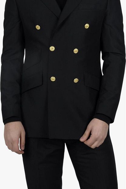 Maserto Siyah Erkek Slim Fit Kruvaze Takim Elbise Trendyol