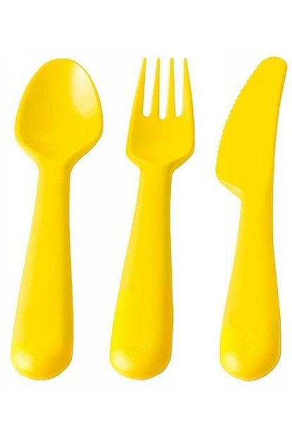 Barbun Ikea Kalas Cocuk Catal Kasik Bicak Seti 3 Lu Set Sari Trendyol