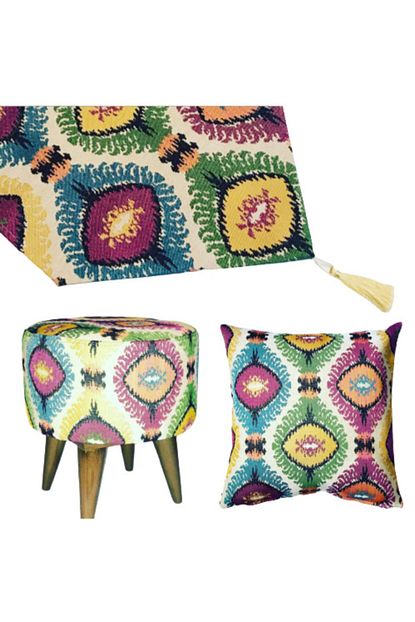 Pillows Store Renkli Puf Minder Runner Seti Trendyol