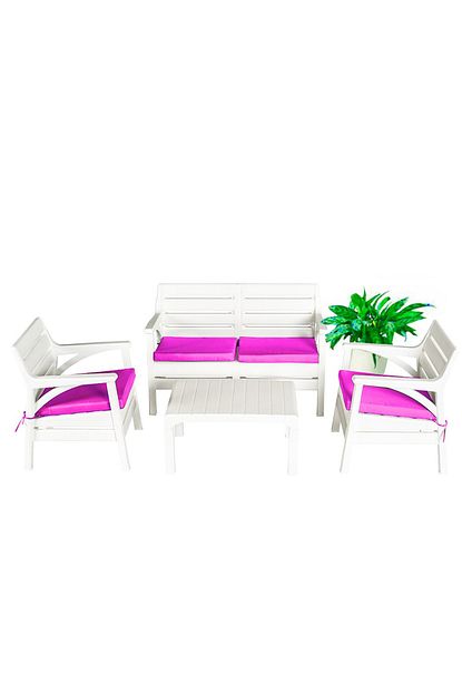 Holiday Miami Bahce Ve Balkon Seti Beyaz Oturma Grubu Pembe Minderli Ozel Seri Trendyol