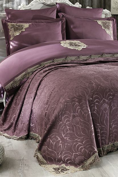 Nazik Home Carina Pamuk Saten Nevresim Takimi Pike 7 Parca Set Murdum Renk Trendyol