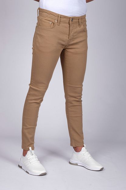 Bombe Erkek Krem Rengi Skinny Fit Dar Kesim Dar Ve Kisa Paca Kot Pantolon Trendyol