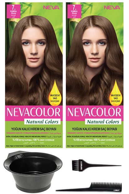 Neva Color 2 Li Natural Colors 7 Kumral Kalici Krem Sac Boyasi Ve Sac Boyama Seti Trendyol