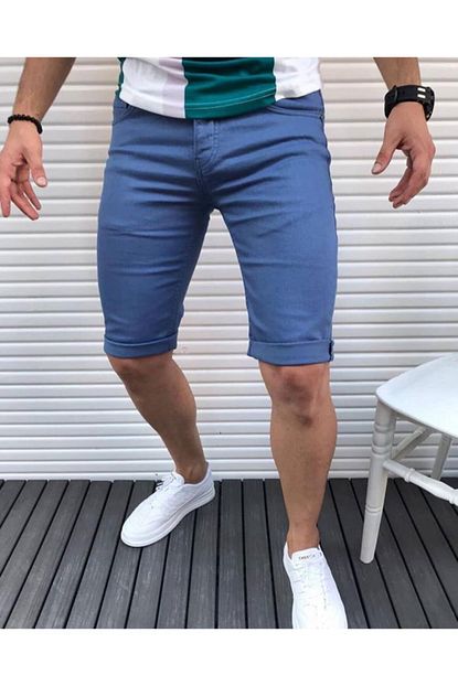 H C Giyim Erkek Acik Lacivert Kisa Yazlik Kot Sort Trendyol