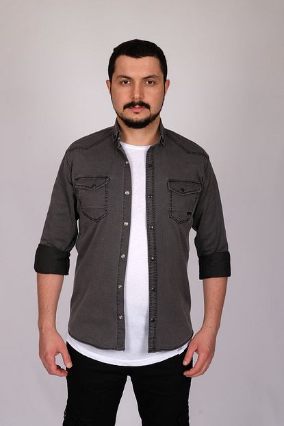 Bombe Erkek Fume Cift Cepli Citcitli Kot Gomlek 176124 Trendyol
