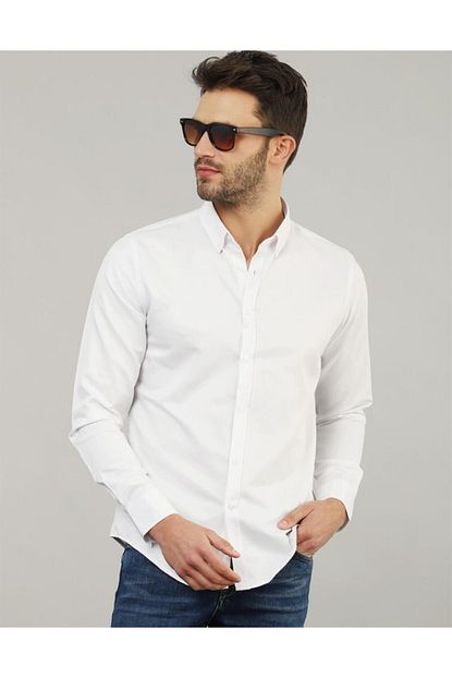 Tudors Erkek Beyaz Slim Fit Erkek Gomlek Trendyol