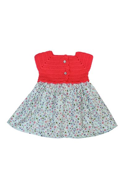 Bade Tasarim Cocuk Pembe Vintage El Orgusu Pamuklu Kumas Elbise Trendyol