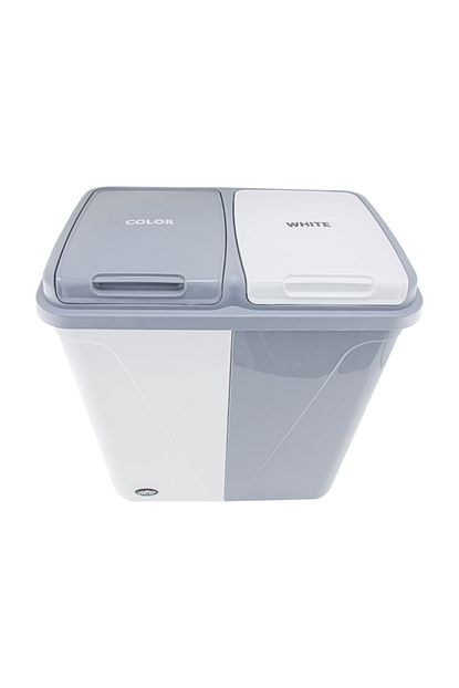 Violet 90 Litre Cift Gozlu Camasir Sepeti Gri Beyaz Trendyol